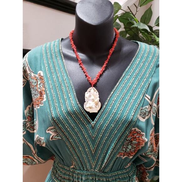 Knox Rose Women's Multi Floral Pleated V Neck Short Sleeve Long Maxi Dress Small - Picture 3 of 16